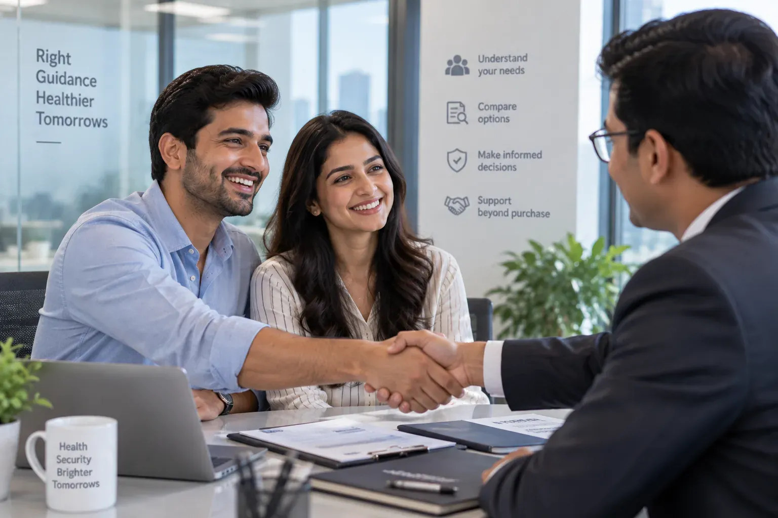 An insurance advisor meeting a client to discuss health insurance in Gurgaon