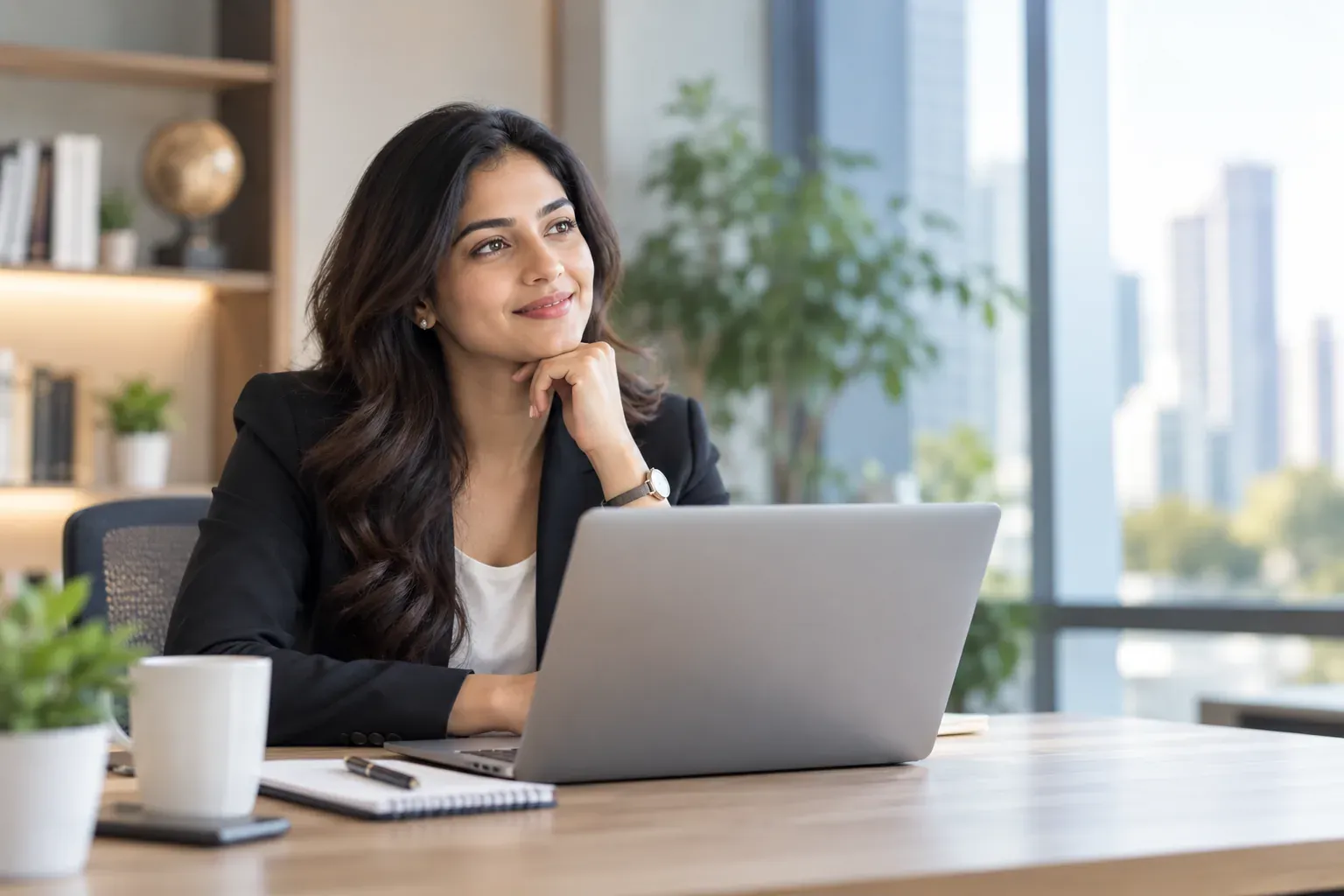A young professional working confidently on her laptop at the start of her career